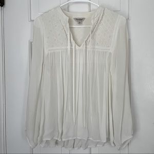 Lucky Brand Sheer Cream Blouse